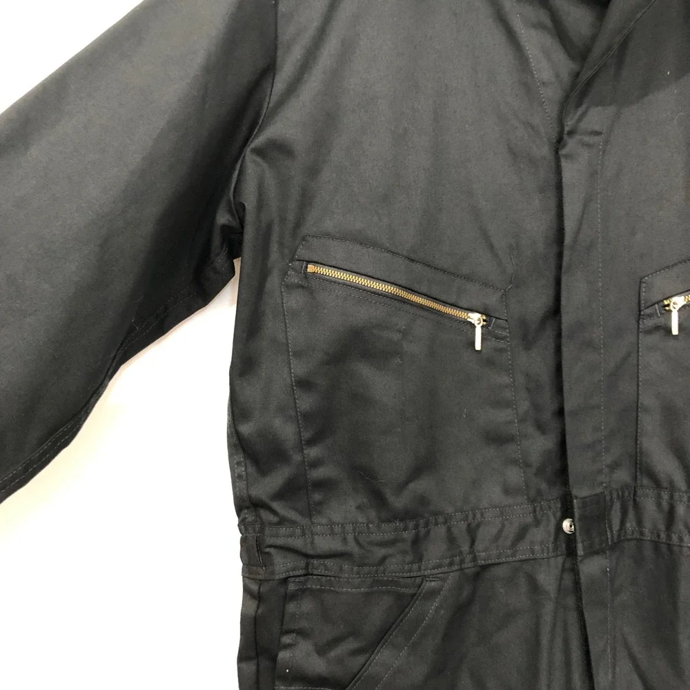 Dickies Black Coverall Jumpsuit Workwear Gold‎ Zipper Front Black L-Tall - Picture 8 of 16